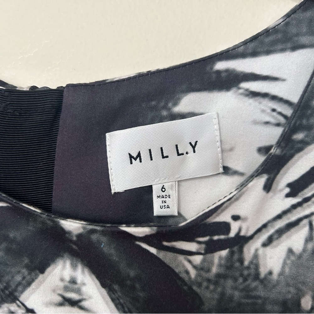 Milly Painterly Dress in White, Blue & Black‎ sz 6 - Picture 2 of 3